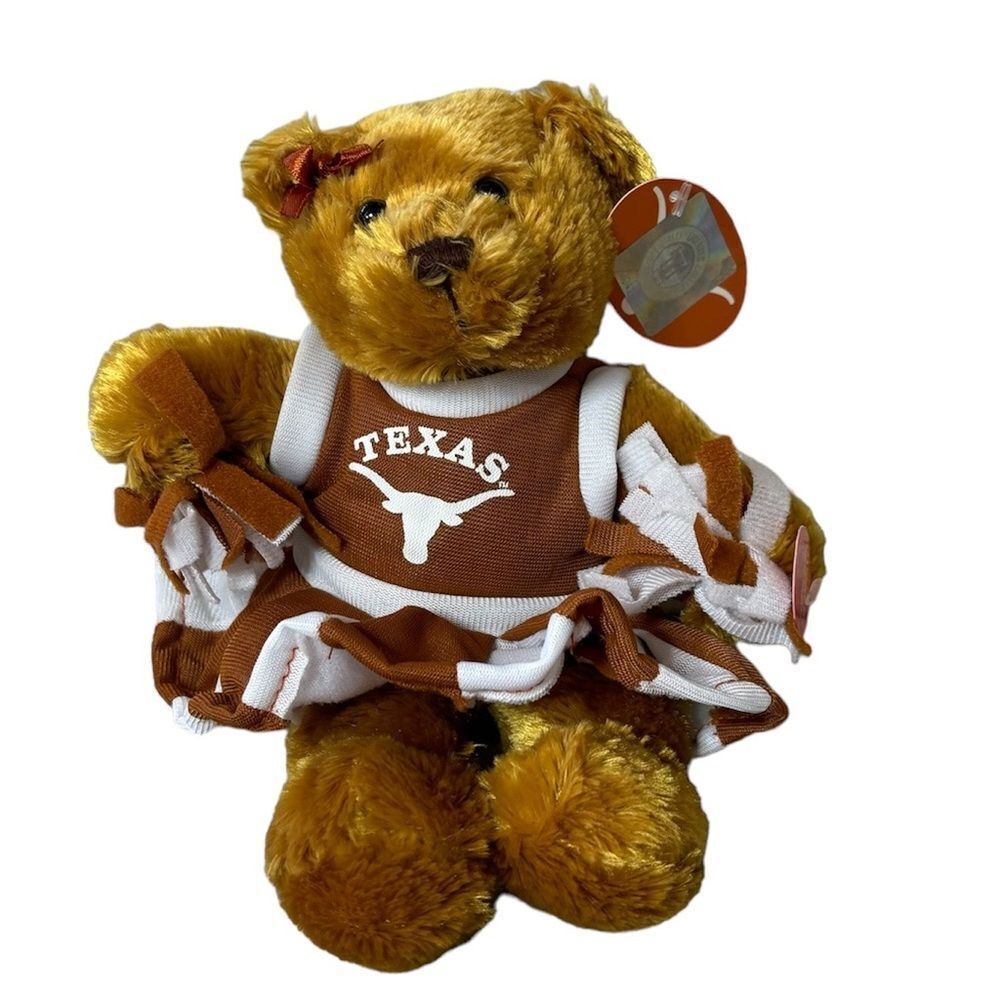 NWT Vtg 2008 University Of Texas Brown Bear 8” Cheerleader Football Stuffed